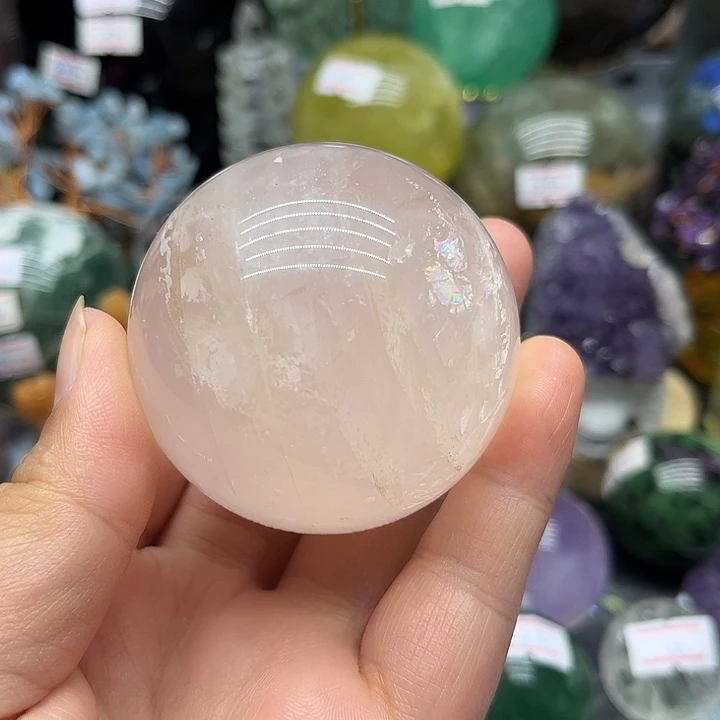 水晶珠宝半成品未镶嵌230克粉水晶球