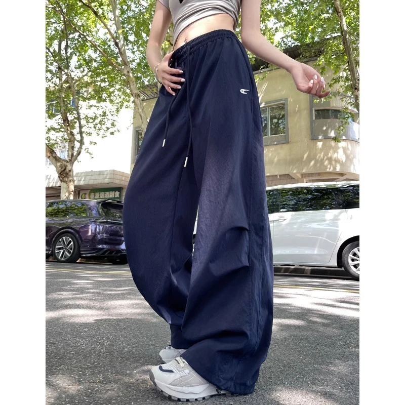 美式速干工装裤女夏薄款2025新款高腰阔腿防晒户外登山冲锋运动裤