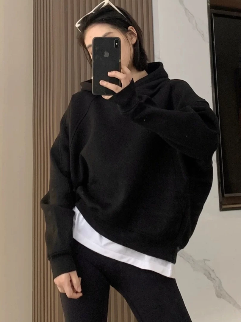 6869#小众连帽新款韩版宽松显瘦慵懒风设计加绒卫衣