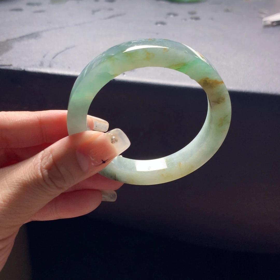 未镶嵌翡翠手镯定制翡翠53_55