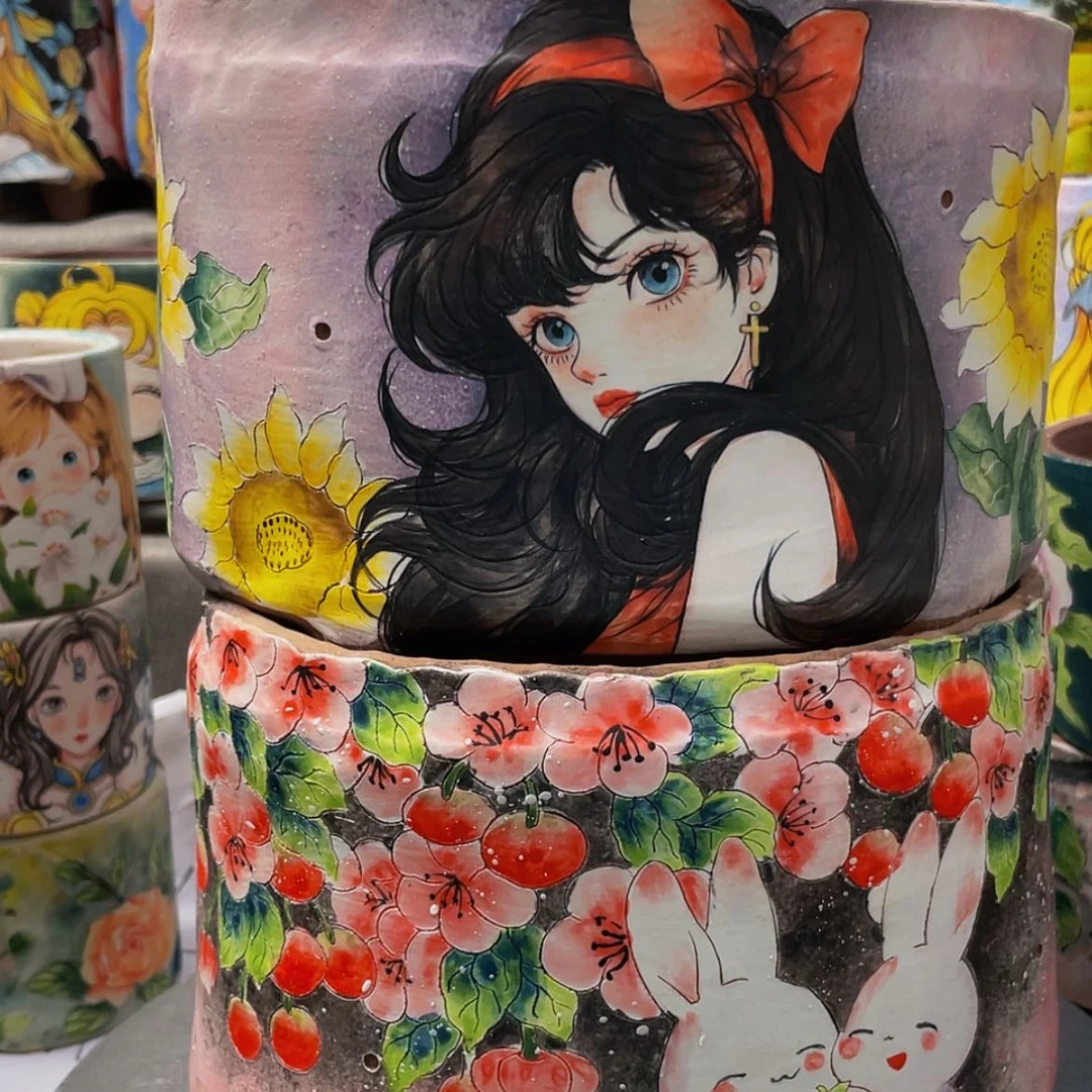 【闪购商品】瓷片轻*精工花盆