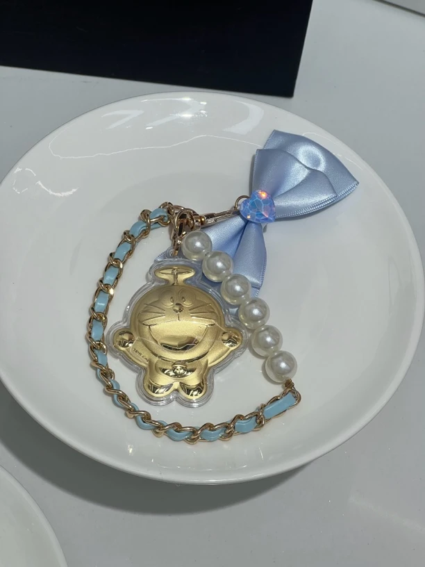 多啦a梦蓝色蝴蝶结链链发夹