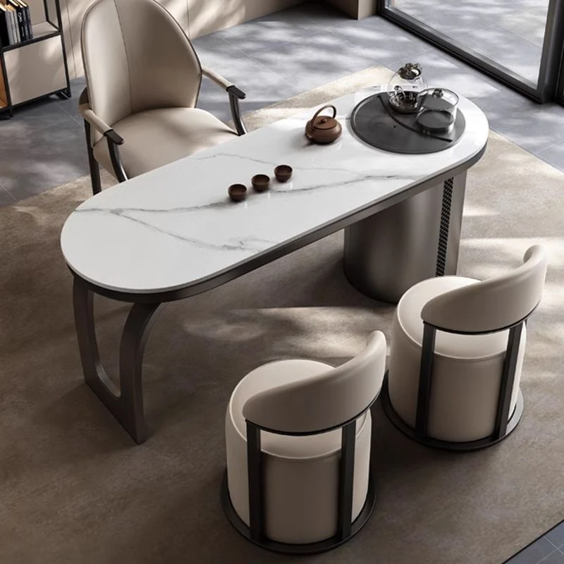 客厅家用办公茶几茶台茶桌一体轻奢意式岩板泡茶桌椅组合套装茶台