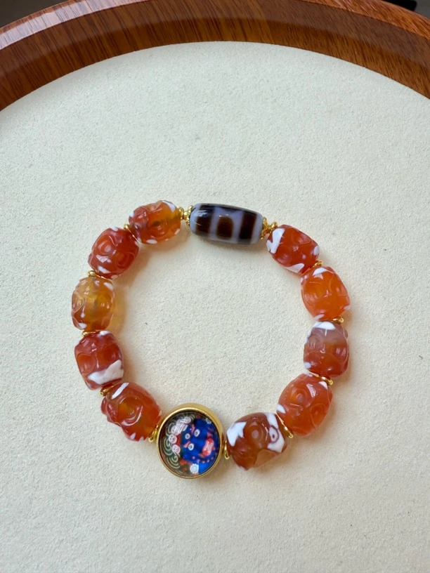 【灰姑娘原创】大鹏鸟雕刻行运一眼天地天珠手串M2028多样性发一