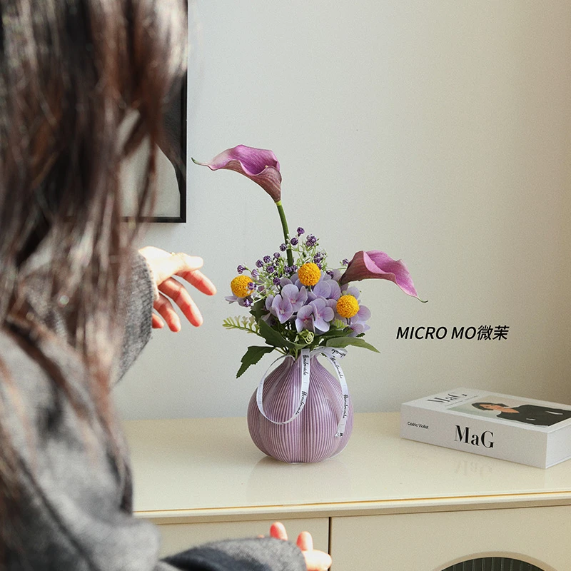 秋月寒江·假花仿真花餐桌花电视柜玄关摆件设计感轻奢高档摆设