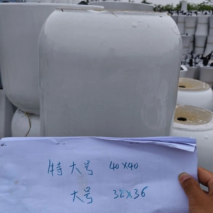 瑕疵花盆一套三个白色圆桶