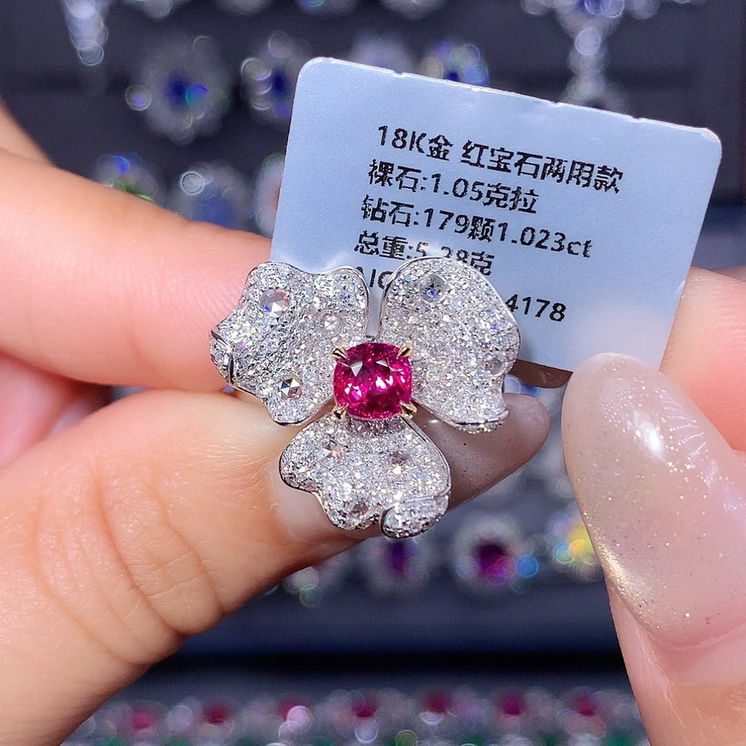 红宝石18K金镶嵌戒指