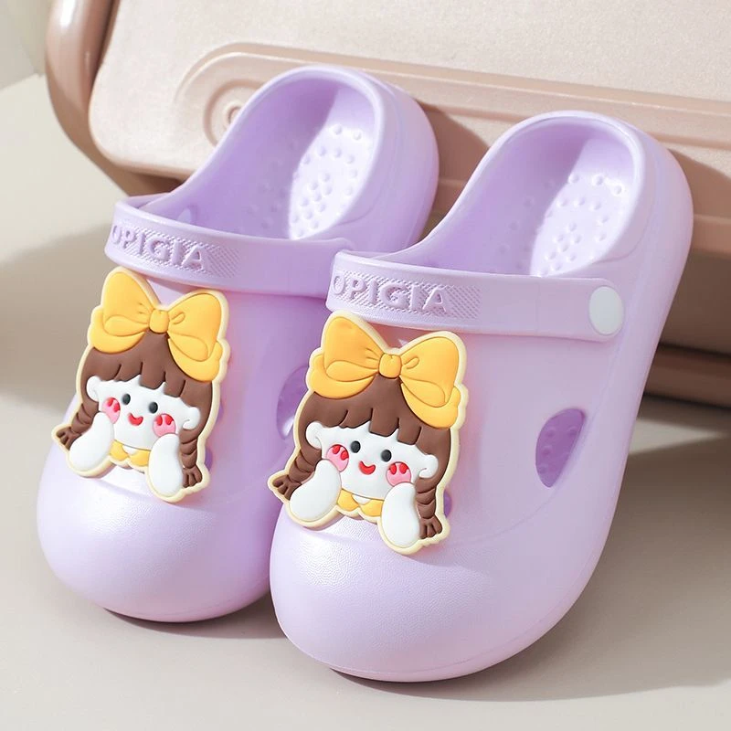 新款儿童洞洞鞋女童夏季厚底踩屎感EVA防滑防撞拖鞋户外穿沙滩鞋