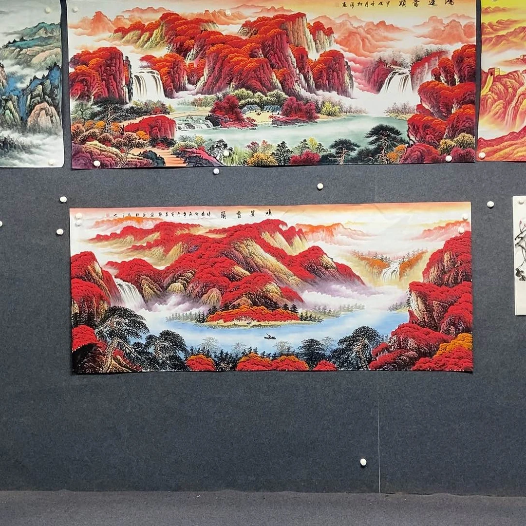 国画小八尺山水一副