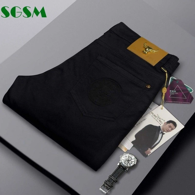 SGSM男款夏季薄款牛仔裤子轻奢弹力修身小直筒长裤百搭裤子裤子男