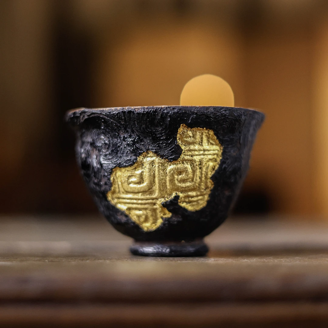 【斋居】半斋银标系列 漆饰青铜纹饰主人杯