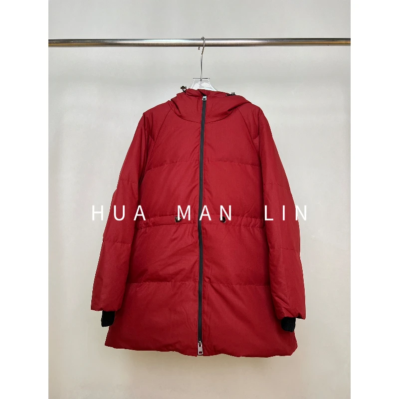 【花满林】连帽腰部抽绳真丝桑蚕丝丝毛填充物鹅绒羽绒服23016