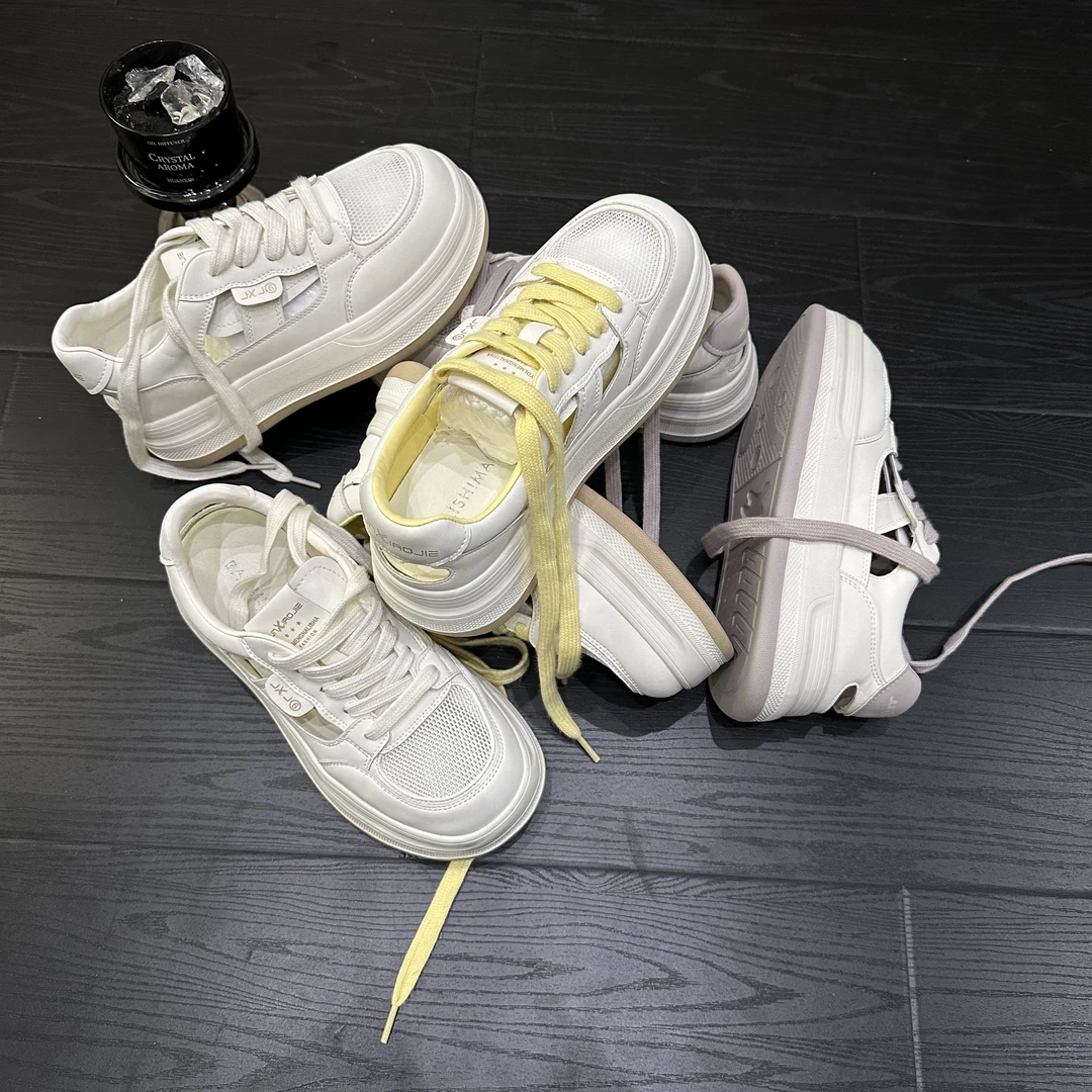 588夏季透气网面小白鞋女平底镂空休闲凉鞋时尚潮鞋软底学生板鞋