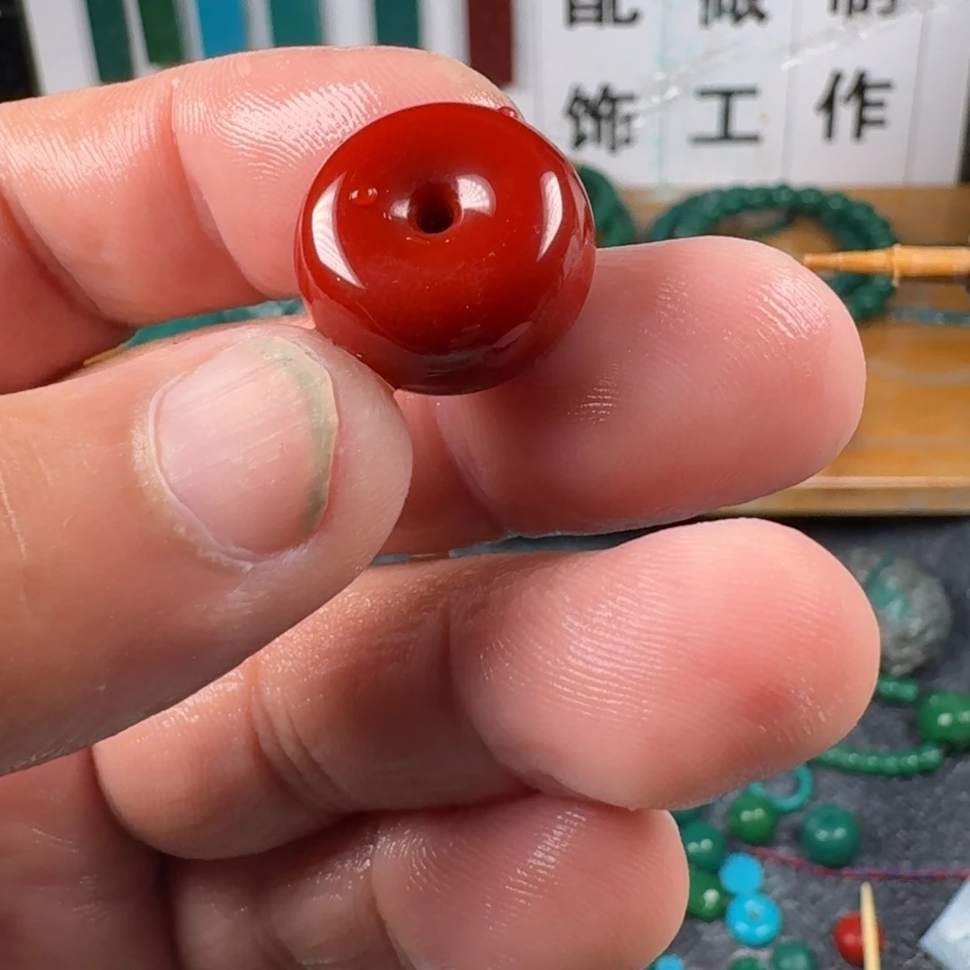 玻璃颈饰蓝*17mm面包圈