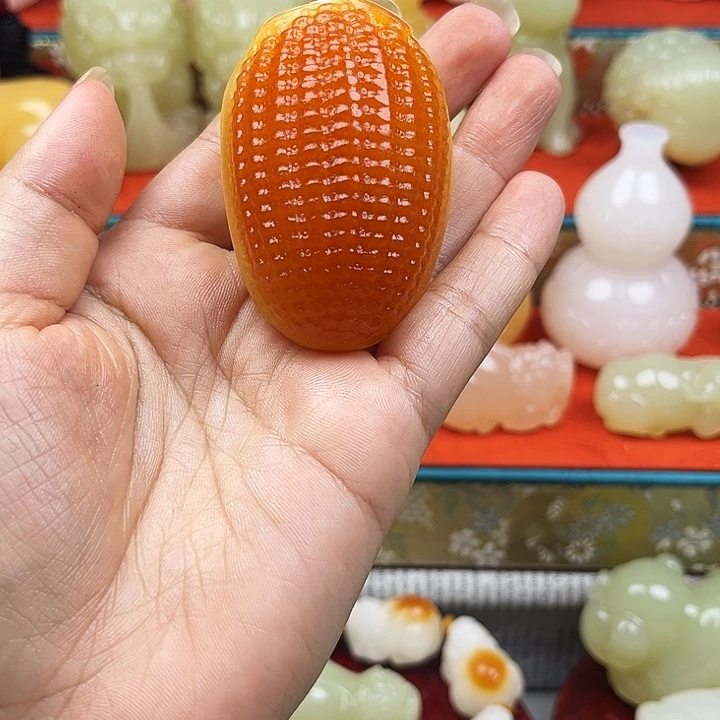 石材玉米手把摆件