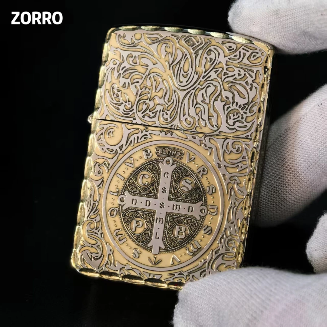 佐罗910S盔甲镍银打边双色康斯坦丁煤油打火机