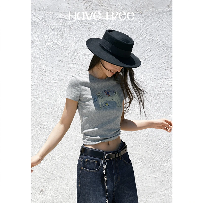 【星星小猫T恤】 HAVERICE饭馆 原创彩笔手绘风猫咪印花合体短袖T恤