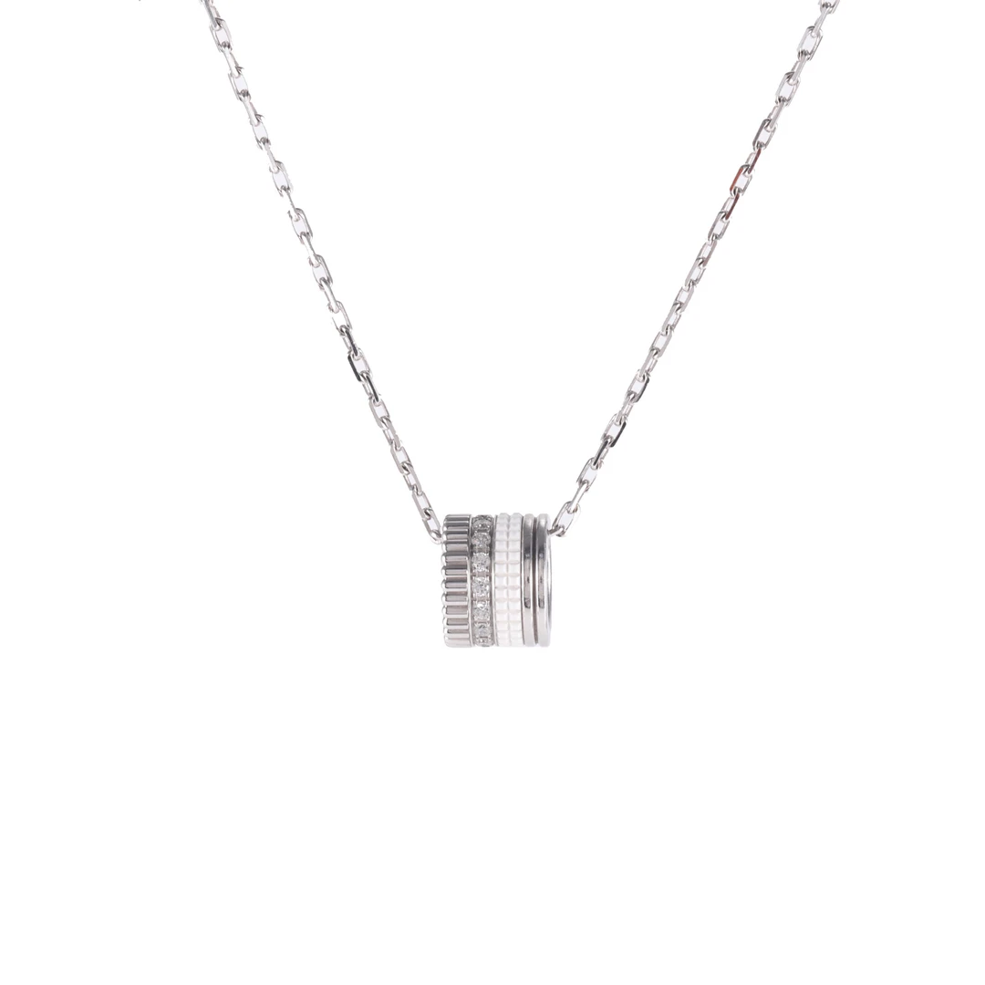 99新 Boucheron/宝诗龙 小花柳 18K白金 Quatre White吊坠项链