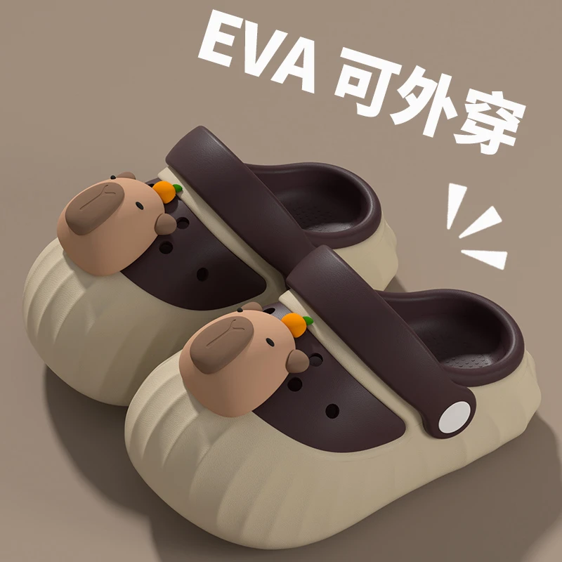 卡皮巴拉儿童洞洞鞋男童拖鞋夏季外穿宝宝小孩防滑室内家居凉拖鞋