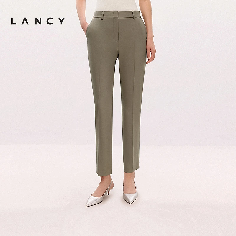 LANCY/朗姿2025年夏新款通勤职业小脚九分裤直筒西装裤女WPT011