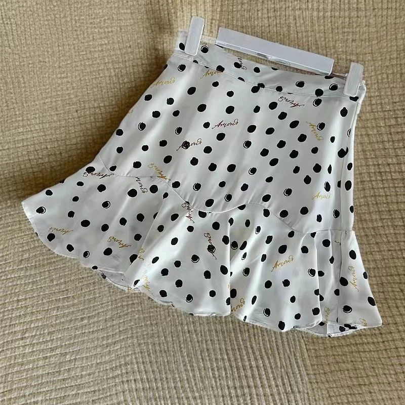 0164半身裙休闲风圆点高腰韩版短裙洋气波点显瘦厚款夏装蛋糕裙