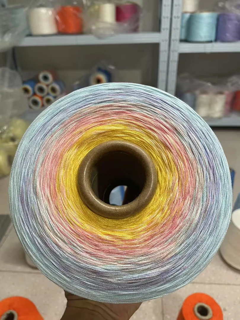 渐变色丝光棉手混蛋糕线用于手工编织毯子沙发巾柔软亲肤s不起球