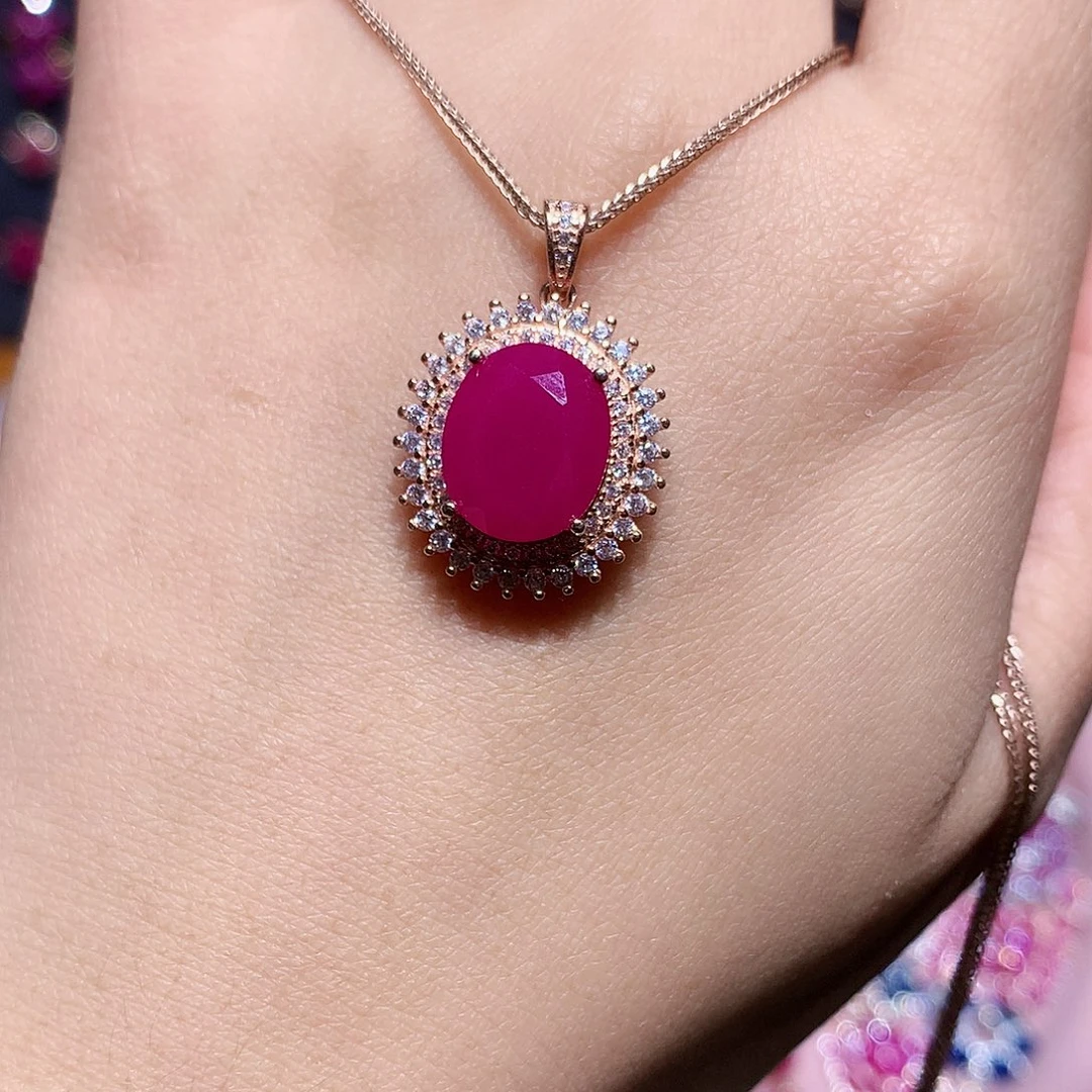 吊坠(赠链)银S925镶嵌红宝石