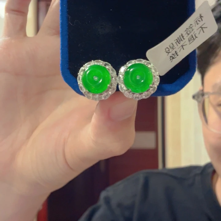 翡翠银S925镶嵌颈饰耳饰