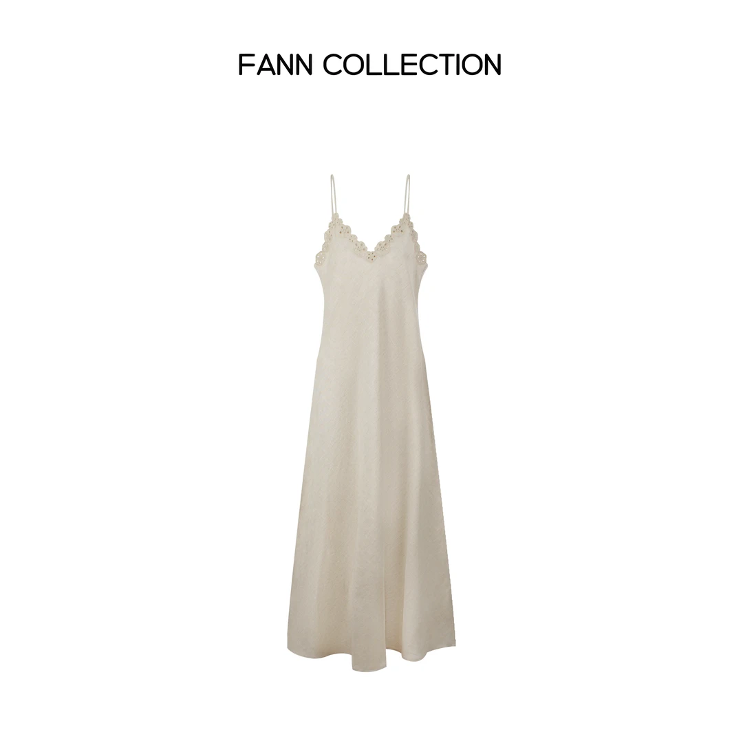 饭饭FANN COLLECTION 暮云春树 天丝亚麻V领吊带连衣裙FANNC235