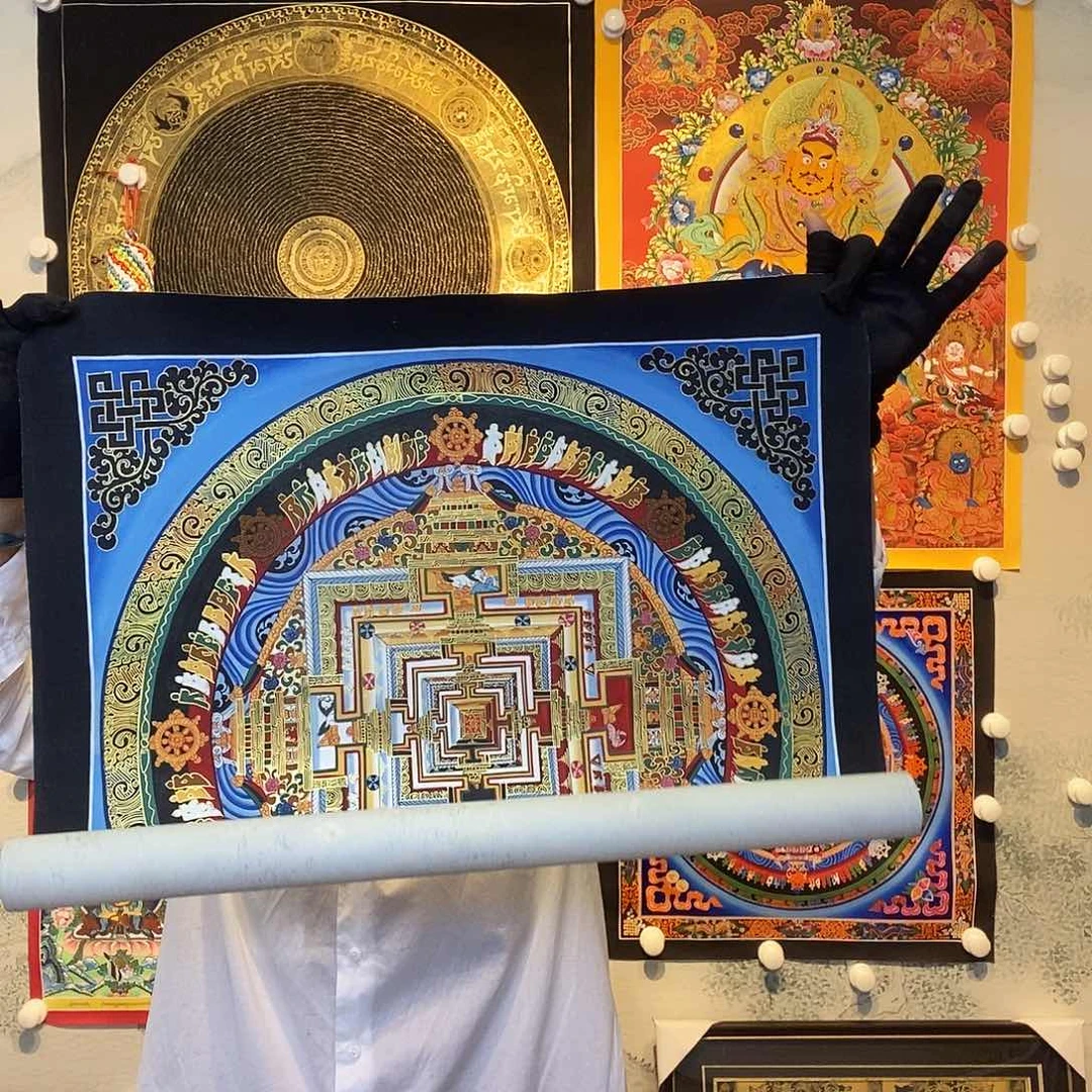 卷轴画纯手绘坛城唐卡50厘米左右