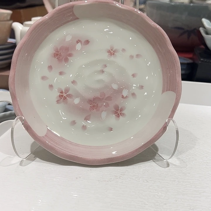 蝴***刀瓷樱花葵口大盘子一个超美超润