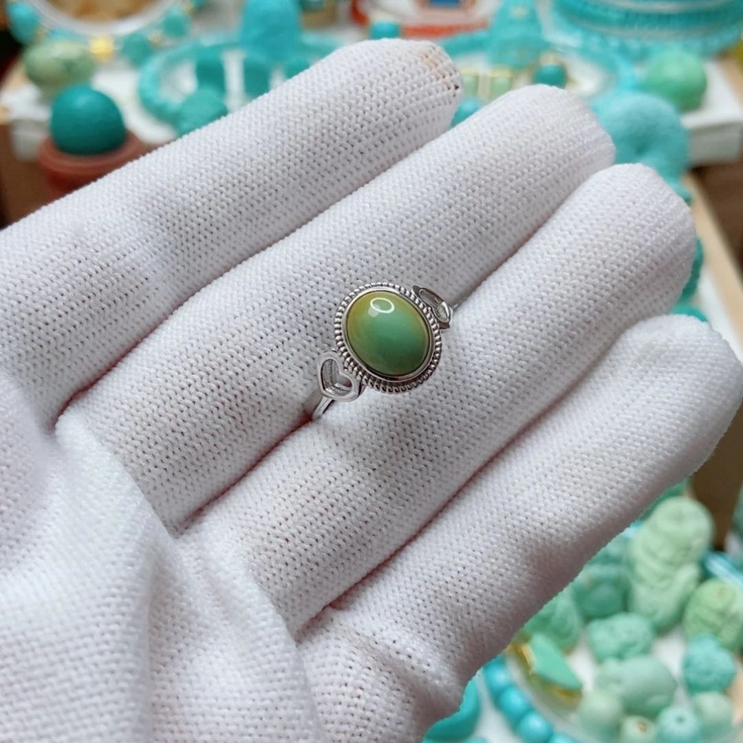 绿松石银S925镶嵌戒指