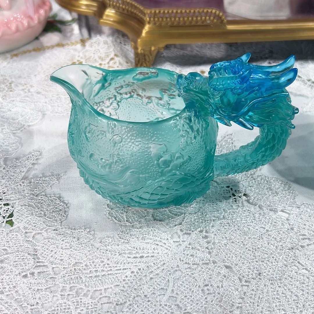 陶瓷QAA332冰蓝色龙纹公道杯