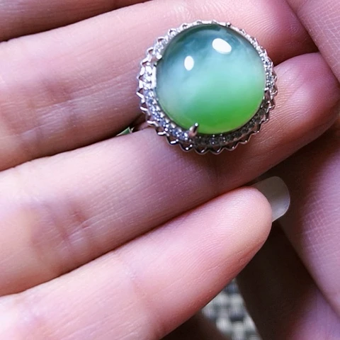 和田玉银S925镶嵌戒指