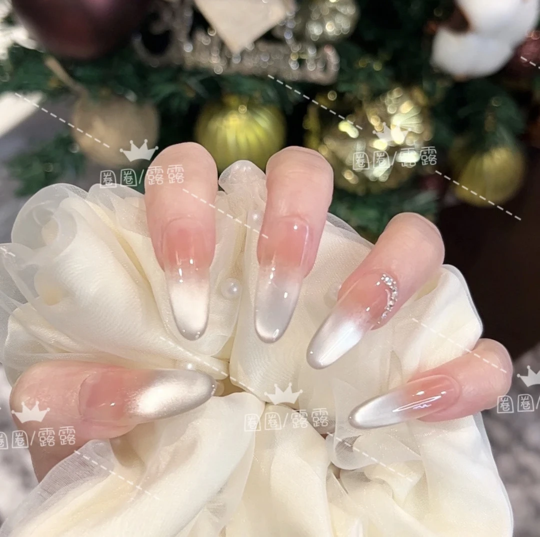 【月光精灵】纯手工穿戴甲轻奢高级款穿戴式美甲贴中长款显白百搭