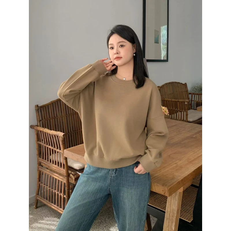 1032 新款秋显瘦宽松休闲打底上衣长袖落肩卫衣