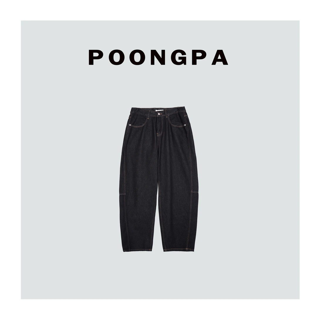 POONGPA/“丹宁系列”经典时尚休闲牛仔裤/小众设计中大码显瘦
