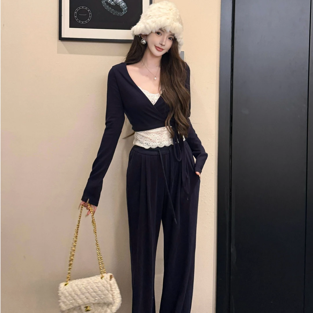 GUIDI GUDI【月光序章】优雅ins风修身两件套套装/黄加蓝