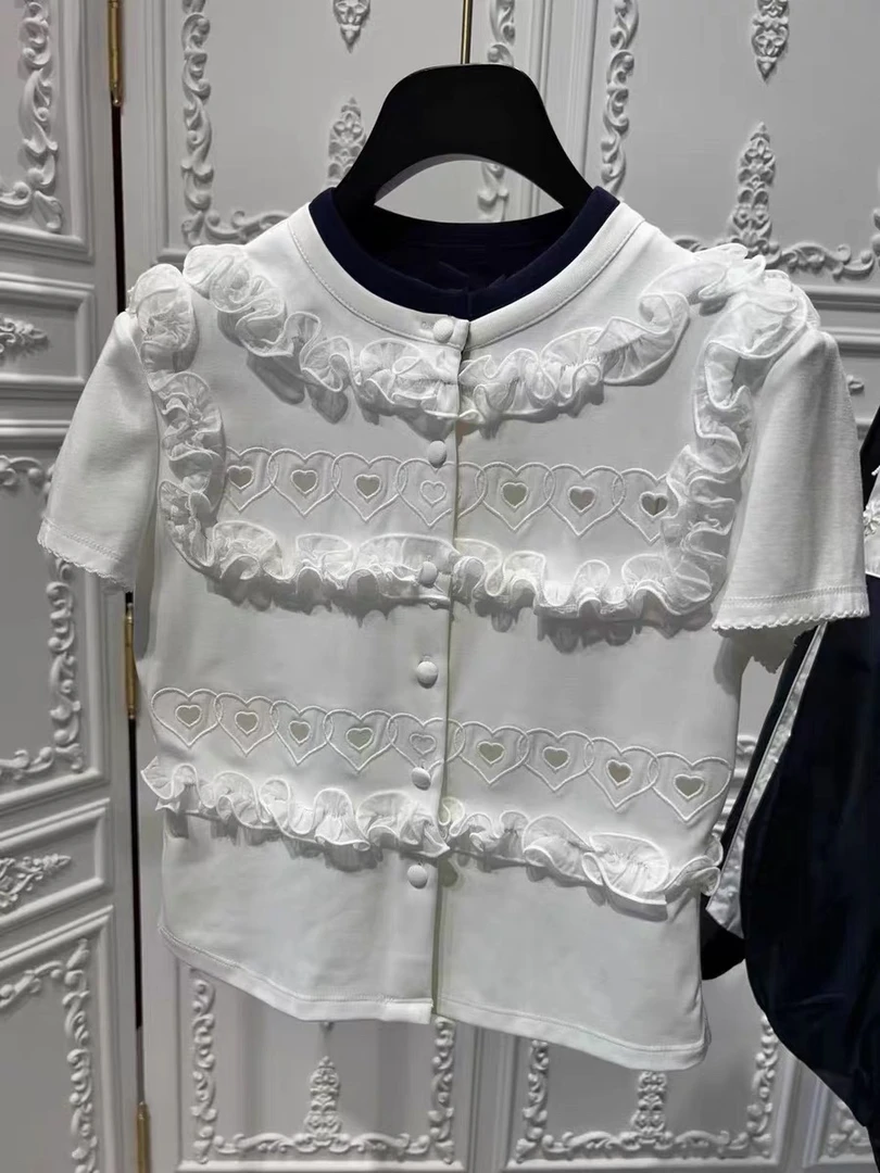 辰辰辰小店白色镂空上衣半裙