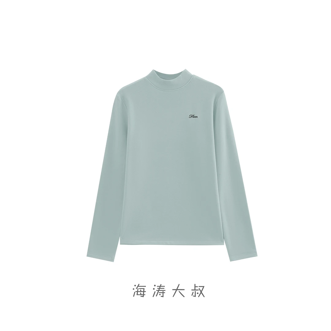 【海涛大叔】「一穿即暖」480G字母半高领女款长袖打底衫