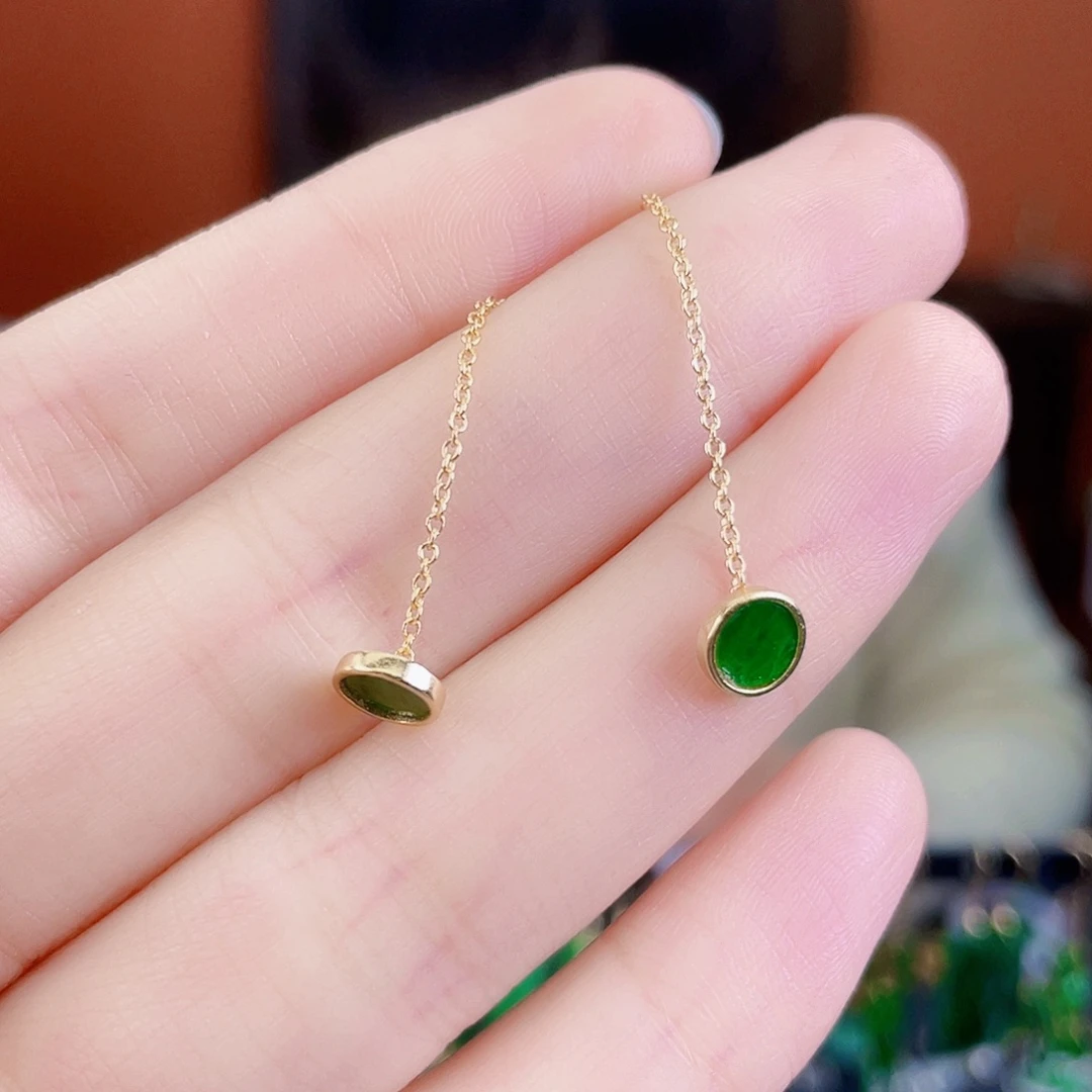 翡翠银S925镶嵌耳饰