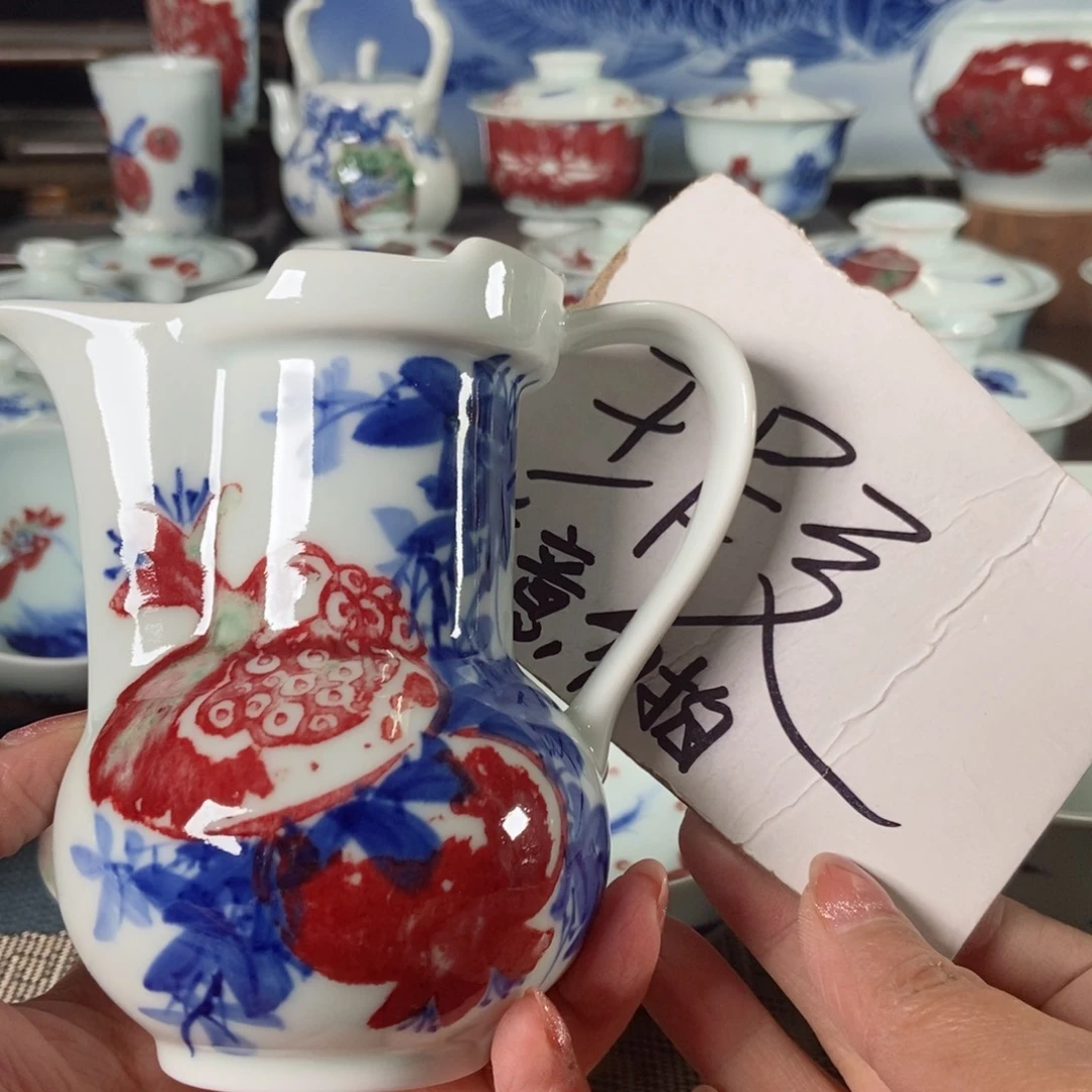 摆件原矿青花釉里红瓷器