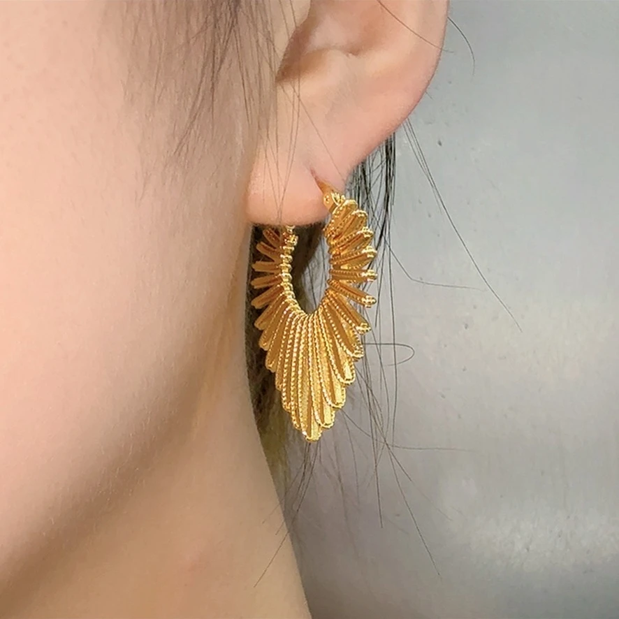 铜合金耳饰 欧美小众设计感爱心太阳花耳扣耳环