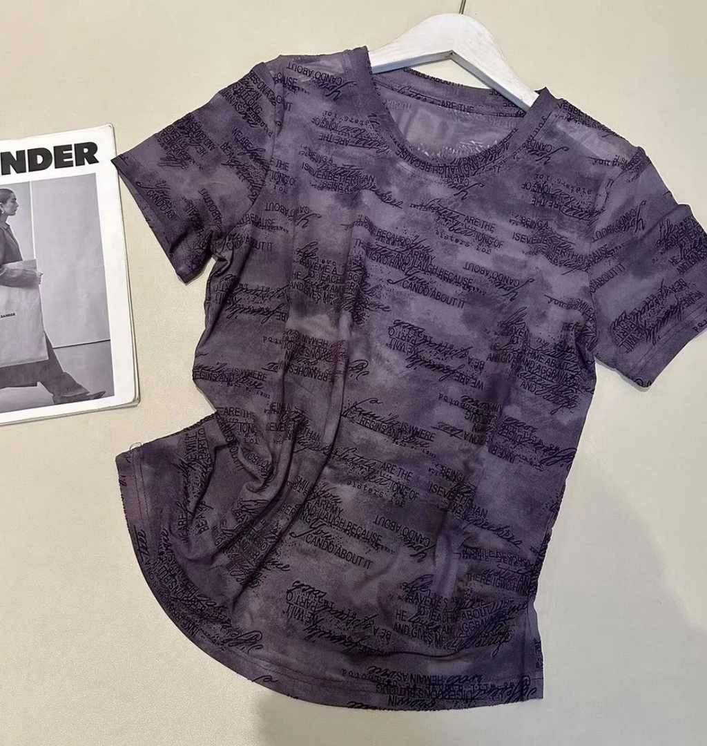 单层微透夏款圆领设计感时尚百搭短袖显瘦上衣女A2072