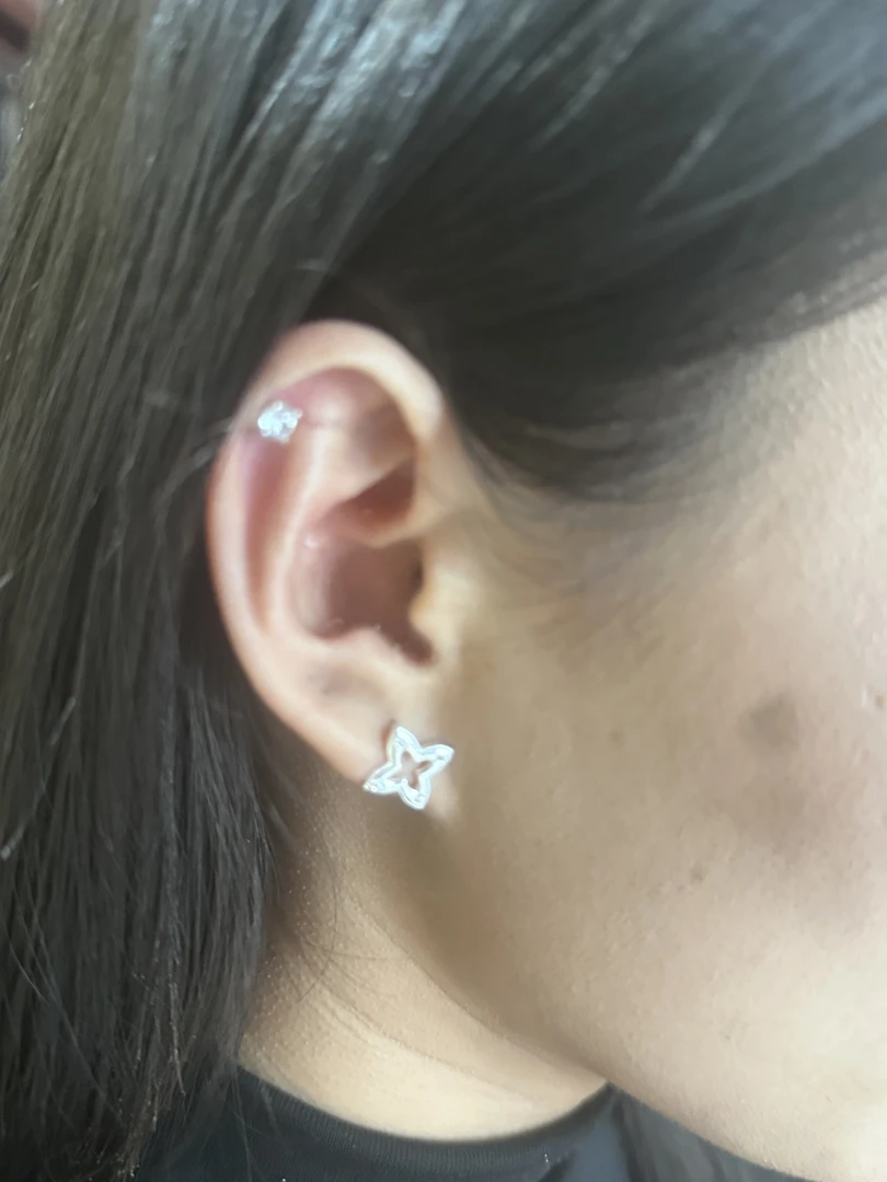 足银耳饰 银制品 镶钻星星耳钉女小众精致百搭养耳洞高级感