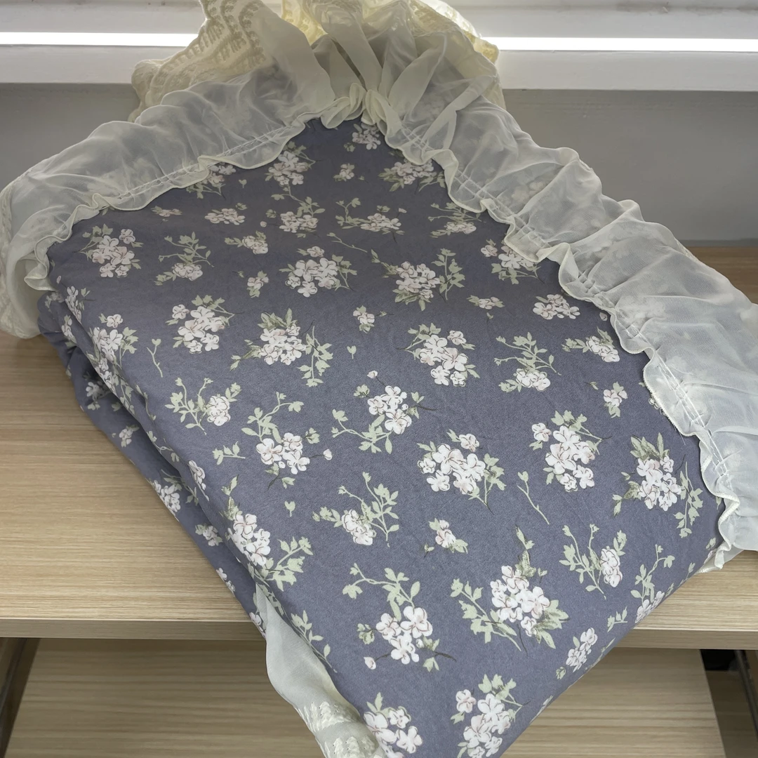 韩版双层纱蕾丝花边水洗原棉四件套848