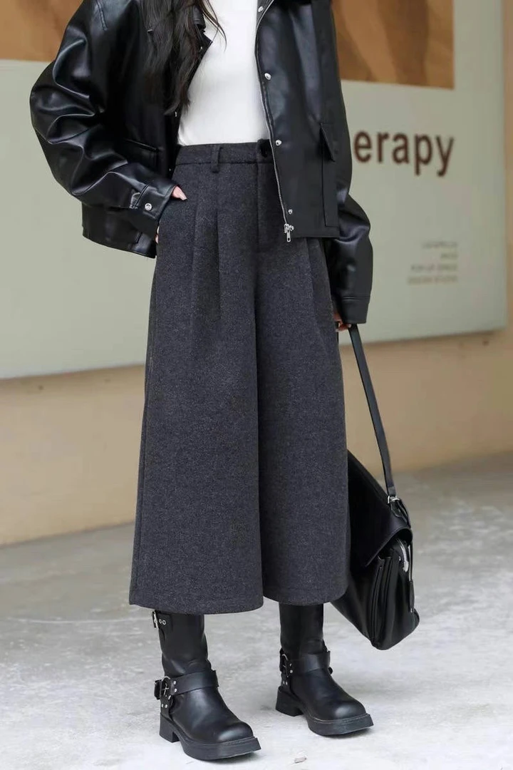 邹先生9989-28阔腿裤休闲裤百搭宽松高腰气质直筒