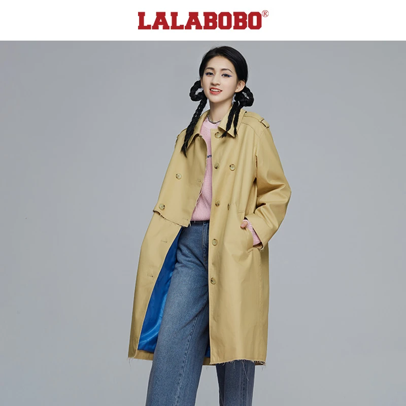 南京【不退不换】原创摩登拼接剪裁宽松风衣女|L21C-WSDW13