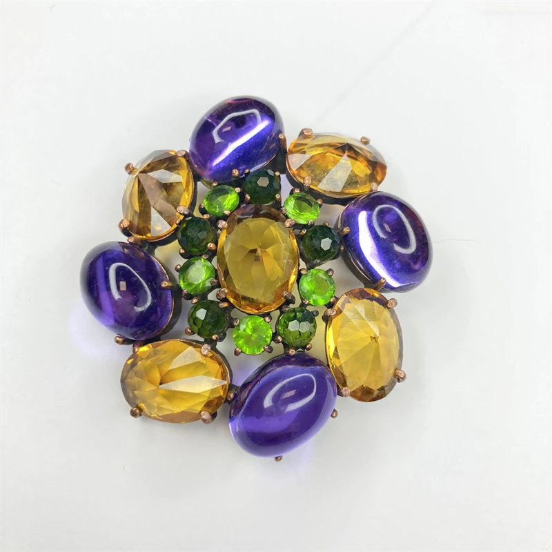 合金胸针 joan rivers反向镶紫色琉璃胸针1-11【2061213-021】