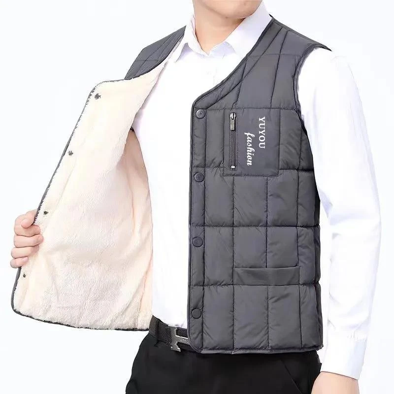 2023新款男款马甲加绒加厚款秋冬保暖背心外穿宽松棉马夹冬季爆款